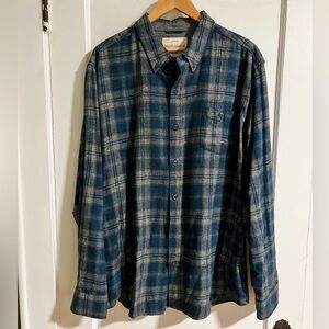 Weatherproof Blue and Gray Plaid Men's Shirt, XXL